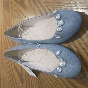 Womans basic edition demin blue rhinestone ballet flats size 7